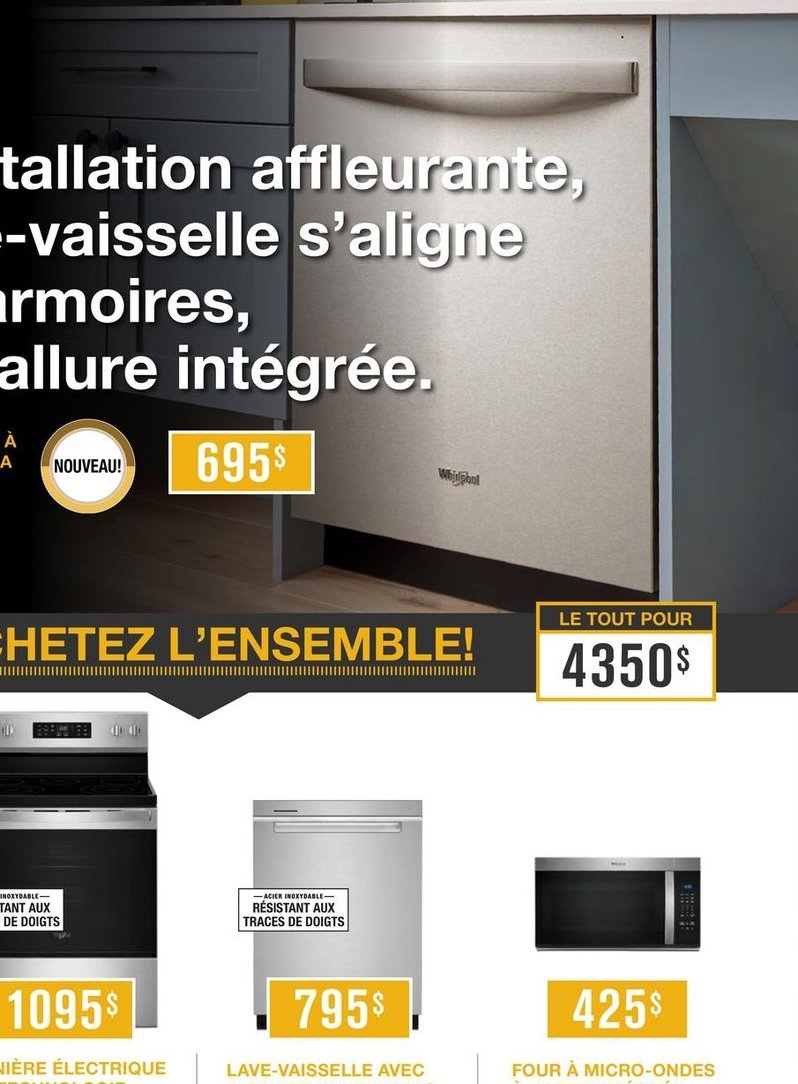 LAVE-VAISSELLE AFFLEURAANTS À L'ARMOIRE WHIRLPO…