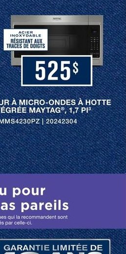 Four à micro-ondes à hotte intégrée Maytag