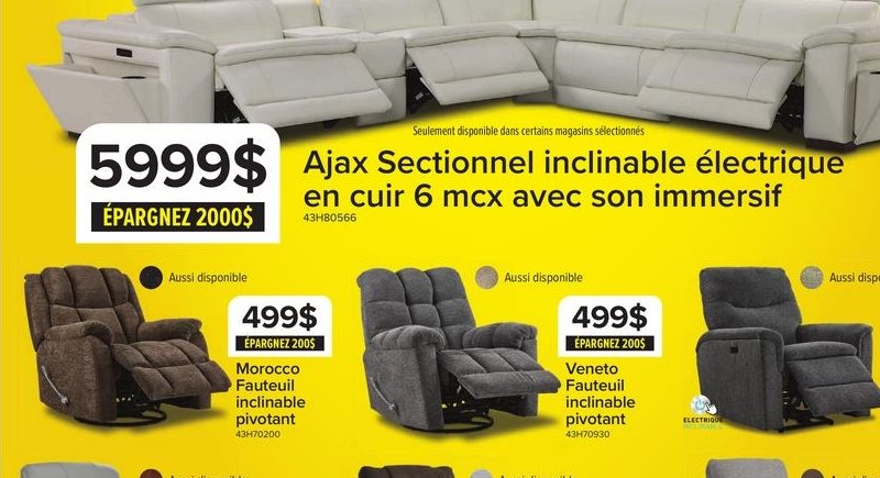 Corsica Sectionnel inclinable électrique 6 mcx