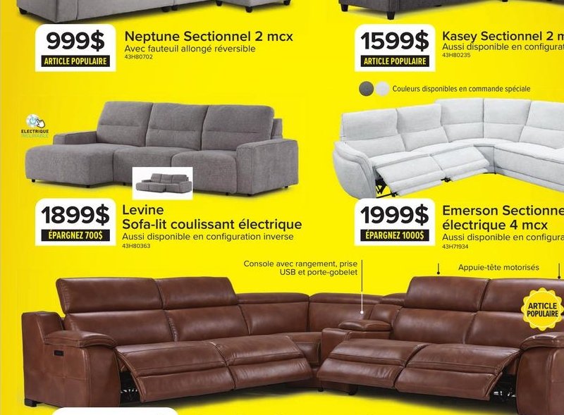 Madison Sectionnel inclinable électrique 6 mcx
