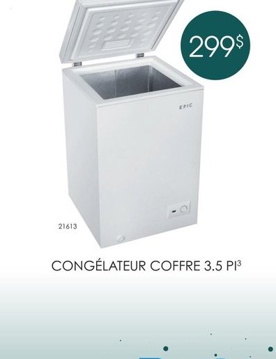 CONGÉLATEUR COFFRE 3.5 PI³