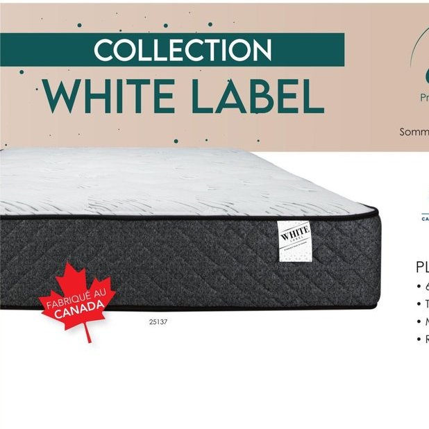 Springwall Collection White Label Matelas 60 po