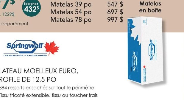 Springwall Matelas 39 po