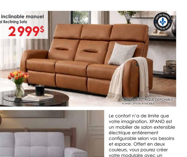 Sofa inclinable manuel
