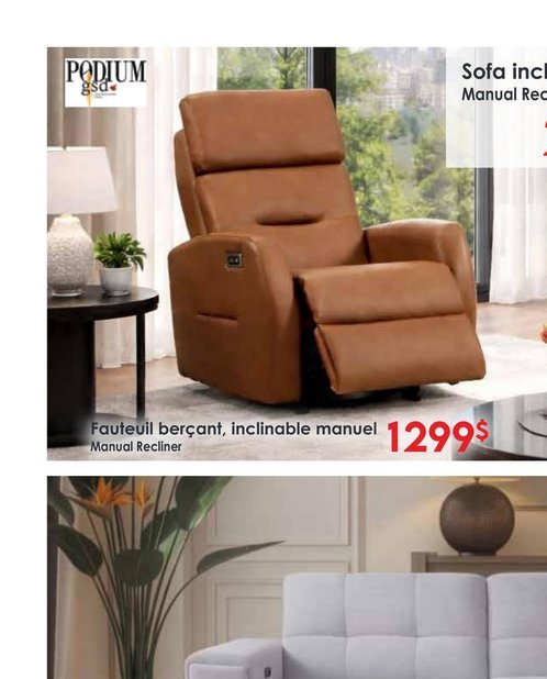 Fauteuil berçant, inclinable manuel