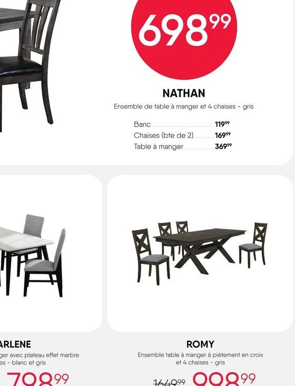 NATHAN - Ensemble de table à manger et 4 chaises