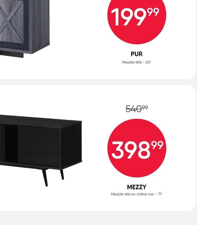 PUR Meuble télé - 60 po