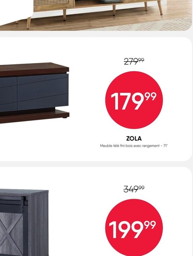 ZOLA Meuble télé fini bois avec rangement - 71 …