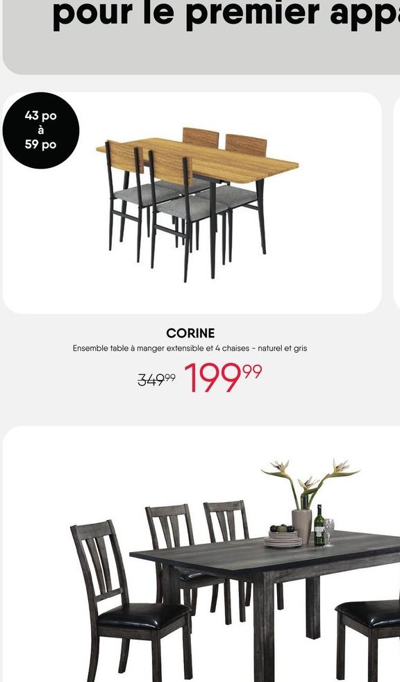 CORINE - Ensemble table à manger extensible de …