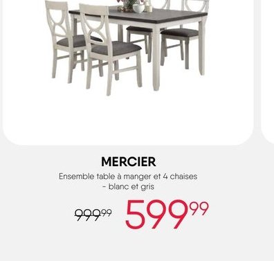 MERCIER - Ensemble table à manger et 4 chaises