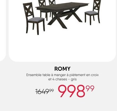 ROMY - Ensemble table à manger pliement en croi…