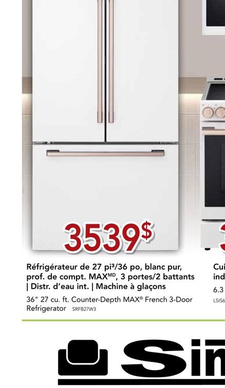 Réfrigérateur LG Studio 27 pi³/36 po blanc pur