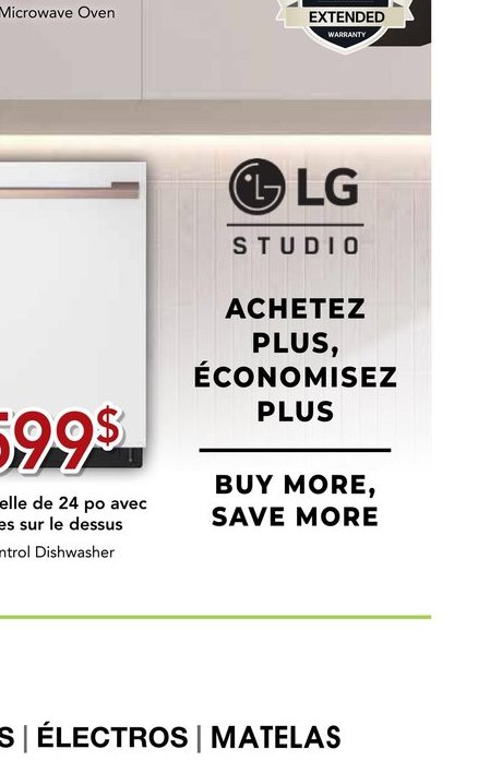 Lave-vaisselle LG Studio 24 po avec commandes s…