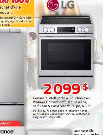 Cuisinière LG intelligente à induction avec Pro…