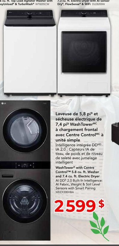 LG Laveuse à chargement vertical et sécheuse él…