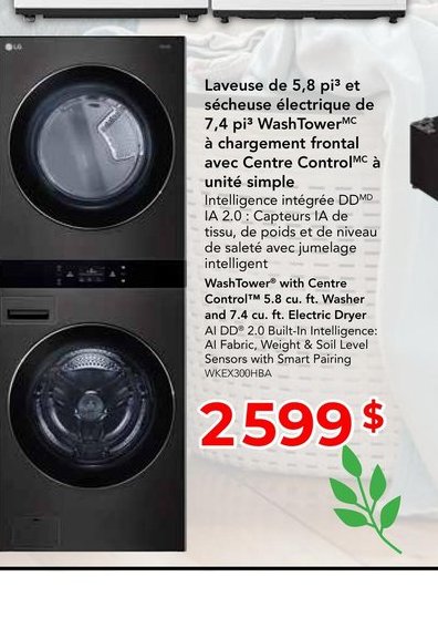 LG Laveuse et sécheuse électrique WashTower