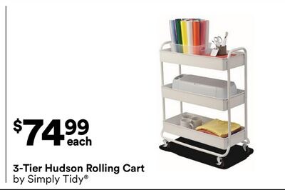 3-Tier Hudson Rolling Cart by Simply Tidy