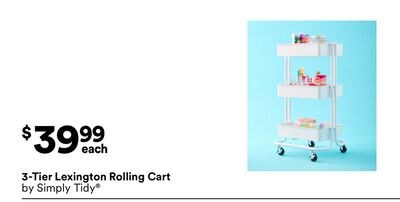 3-Tier Lexington Rolling Cart by Simply Tidy
