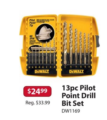 13pc Pilot Point Drill Bit Set