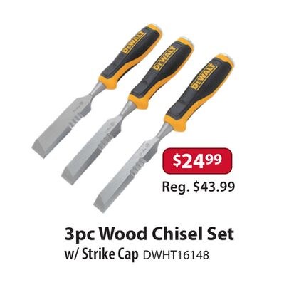 3pc Wood Chisel Set w/ Strike Cap