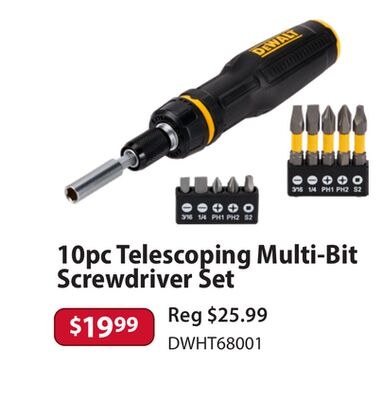 10pc Telescoping Multi-Bit Screwdriver Set