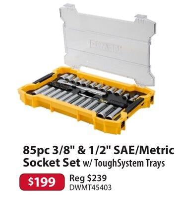 85pc 3/8" & 1/2" SAE/Metric Socket Set w/ Tough…