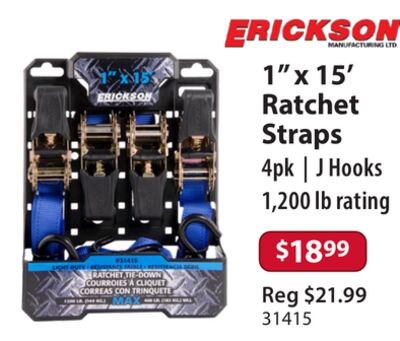 1" x 15' Ratchet Straps