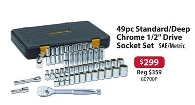 49pc Standard/Deep Chrome 1/2" Drive Socket Set