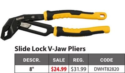 Slide Lock V-Jaw Pliers