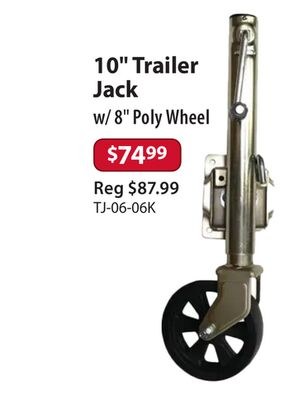 10" Trailer Jack w/ 8" Poly Wheel
