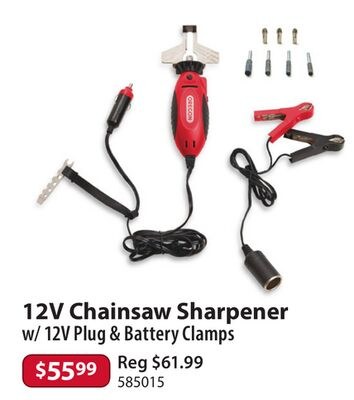 12V Chainsaw Sharpener w/ 12V Plug & Battery Cl…