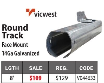 Round Track Face Mount 14Ga Galvanized