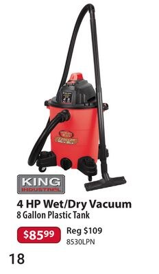 4 HP Wet/Dry Vacuum 8 Gallon Plastic Tank