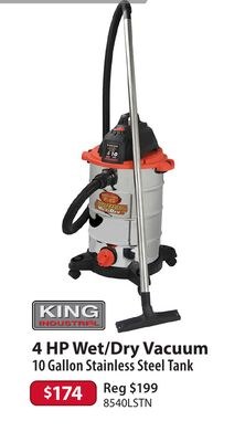 4 HP Wet/Dry Vacuum 10 Gallon Stainless Steel T…