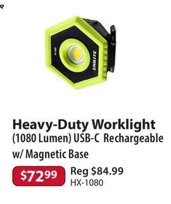 Heavy-Duty Worklight (1080 Lumen) USB-C Recharg…