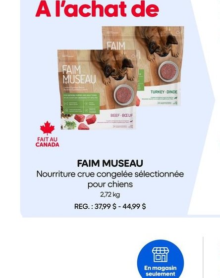 FAIM MUSEAU Nourriture crue congelée sélectionn…
