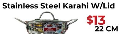 Stainless Steel Karahi W/Lid