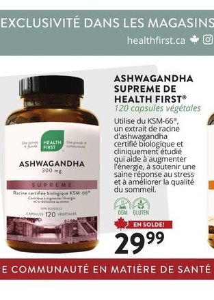 ASHWAGANDHA SUPRÊME DE HEALTH FIRST