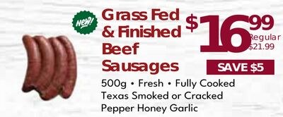 Hearty Grass Fed & Finished Beef Sausages