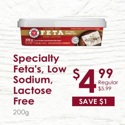 Specialty Feta's, Low Sodium, Lactose Free