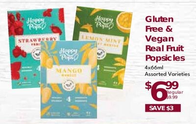 Happy Pop Gluten Free & Vegan Real Fruit Popsic…