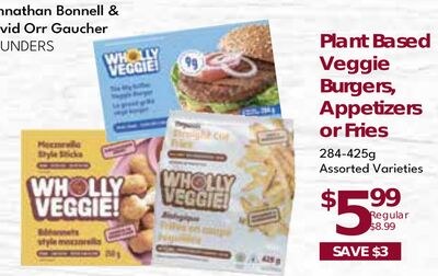 WHOLLY VEGGIE Plant Based Veggie Burgers, Appet…