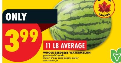 WHOLE SEEDLESS WATERMELON, 11 LB AVERAGE