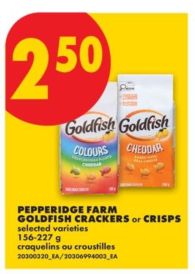 PEPPERIDGE FARM GOLDFISH CRACKERS OR CRISPS, 15…