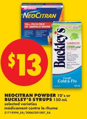 NEOCITRAN POWDER, 10'S OR BUCKLEY'S SYRUPS, 150…