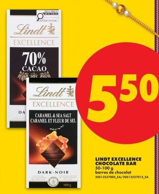 LINDT EXCELLENCE CHOCOLATE BAR, 50-100 g