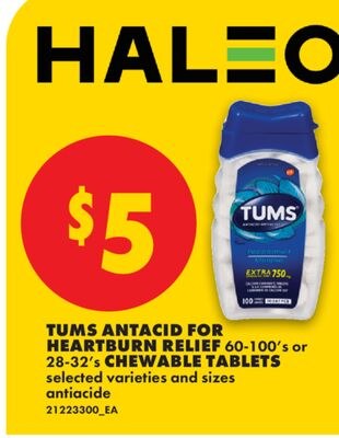 TUMS ANTACID FOR HEARTBURN RELIEF, 60-100's or …