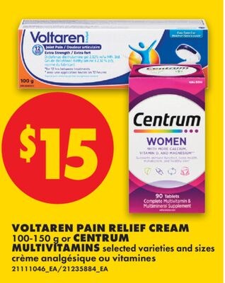 VOLTAREN PAIN RELIEF CREAM, 100-150 g or CENTRU…