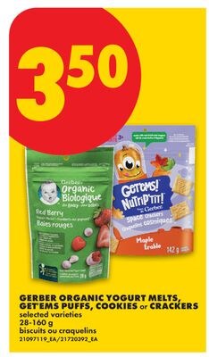 GERBER ORGANIC YOGURT MELTS, GET'EMS PUFFS, COO…