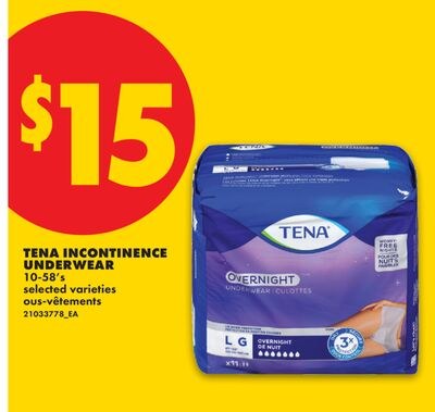 TENA INCONTINENCE UNDERWEAR, 10-58's